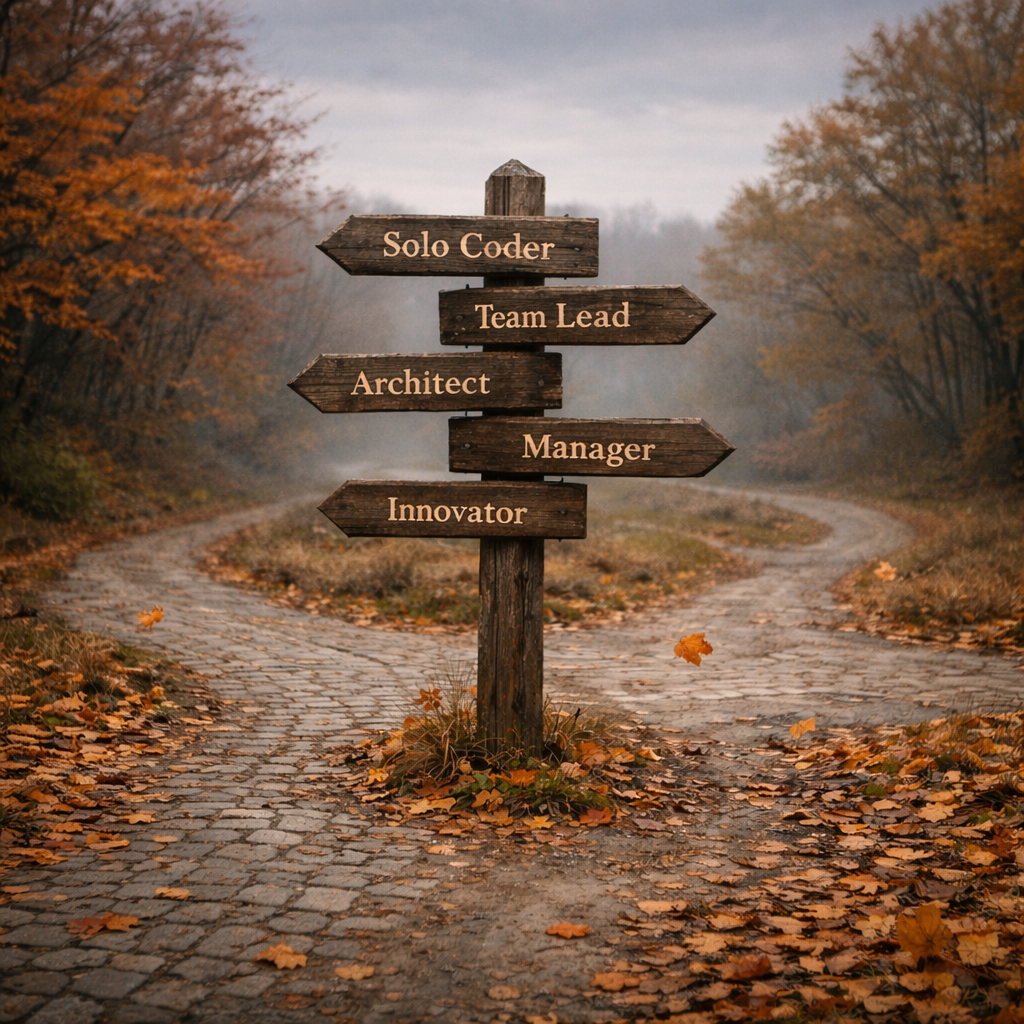 Winding career path road sign
